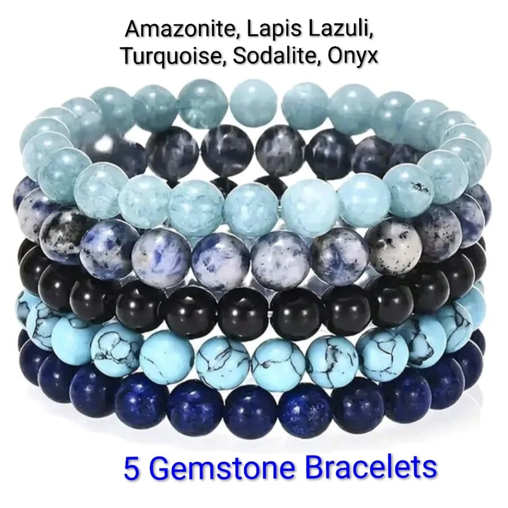 Natural Stone Bracelet Set Bohemian Boho Jewelry